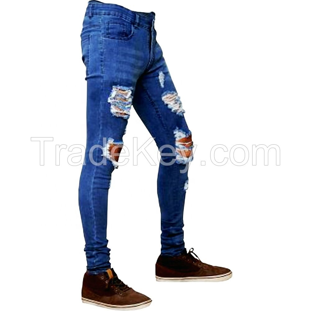 Wholesale cheap price men new denim ripped trousers Slim fit stretch men's trousers mens skinny jeans