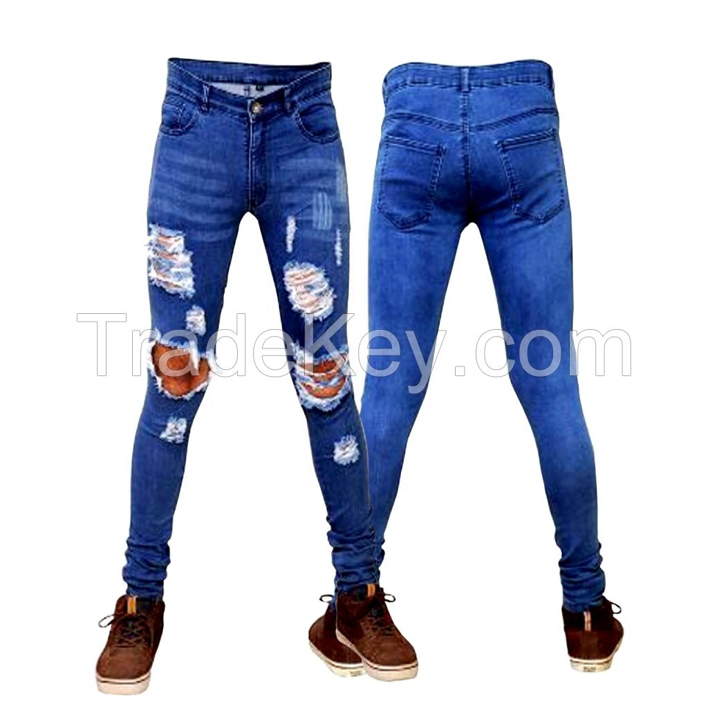 Wholesale cheap price men new denim ripped trousers Slim fit stretch men&#039;s trousers mens skinny jeans