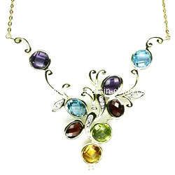 Silver Color Stone Fashion Jewelry Necklace 