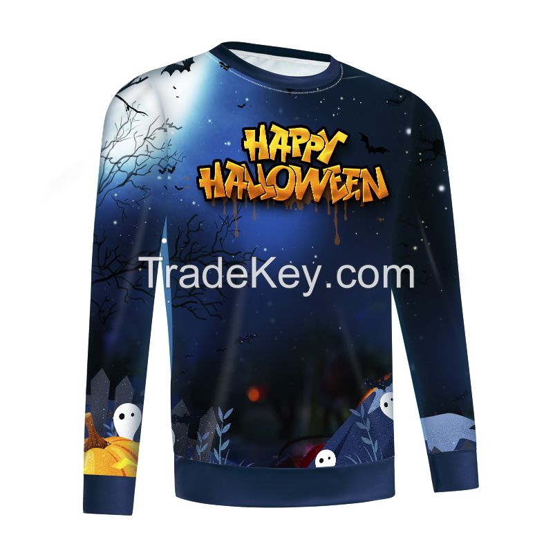 Customized Fashion O-Neck Halloween Boy Costume Pullover Fashion No Deformation Halloween Pullover S