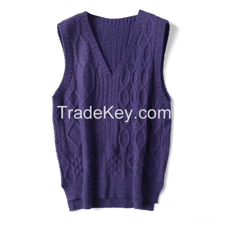 2021 fall New Women knitted sweater V-neck sleeveless female coat loose Size OEM knit vest Sweater f