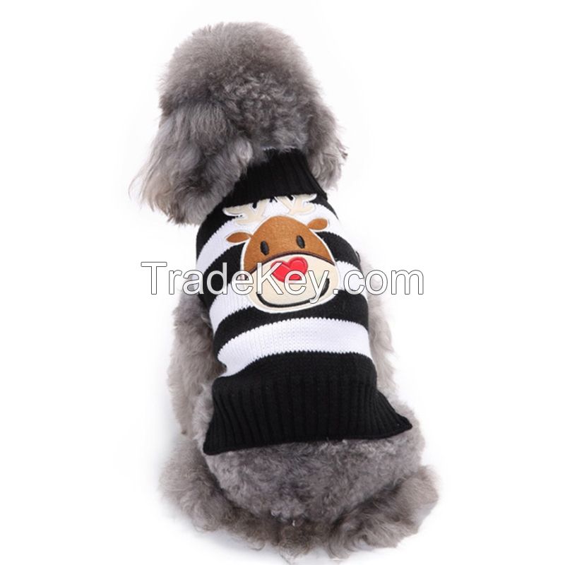 Popular elk stripe dog clothing wholesale autumn and winter warm pet cat sweater