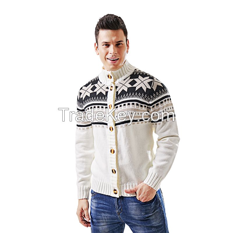 Custom Autumn new arrival Men turtleneck sweater long sleeve stripe knitted man jacket cardigan Swea