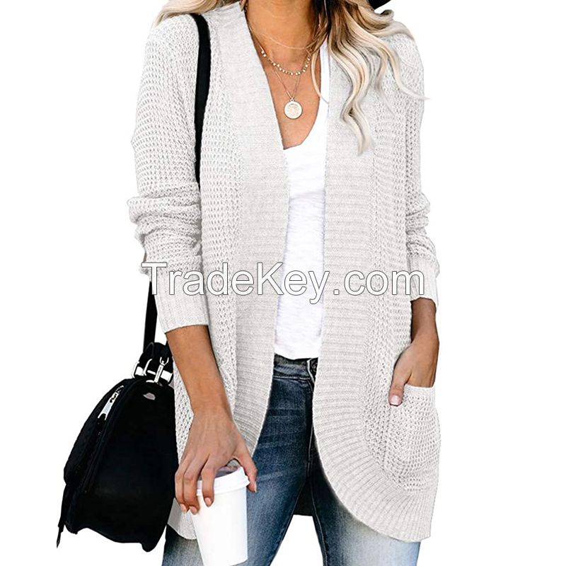 Manufacturer Knit Cardigan Sweater Women Long Casual Cotton Knitted Ladies Knitwear Cardigan Compute