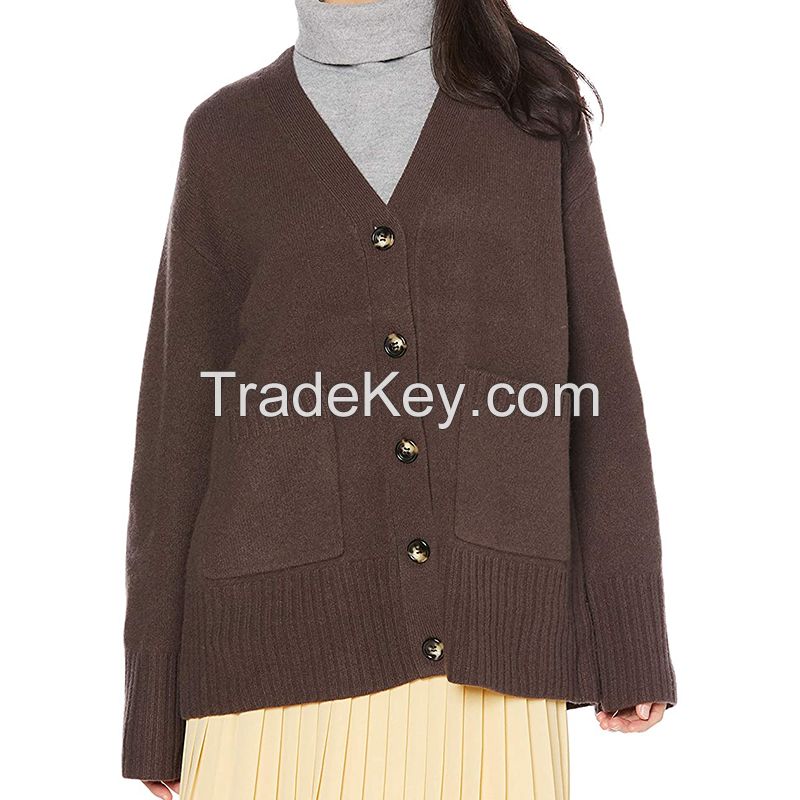 Wholesale Cardigan Knitted sweater Custom fall Long Sleeve Outerwear Girl Clothing Casual Women&apos