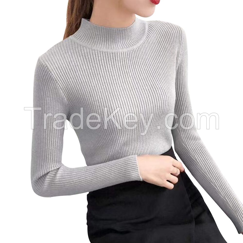 Wholesale 2021 fall winter New Long Sleeve keep warm pullover Elegant style Slim Turtleneck Women&ap