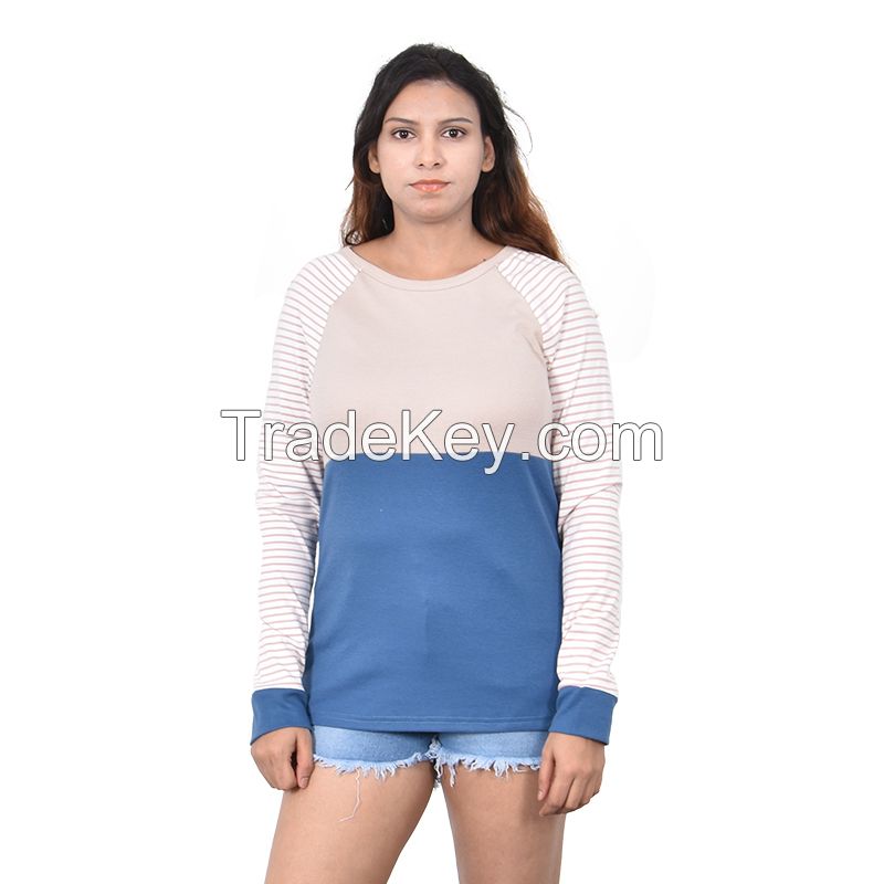 Wholesale Women mid long T shirt  Anti-pilling Casual Plain Long Sleeve T-Shirt