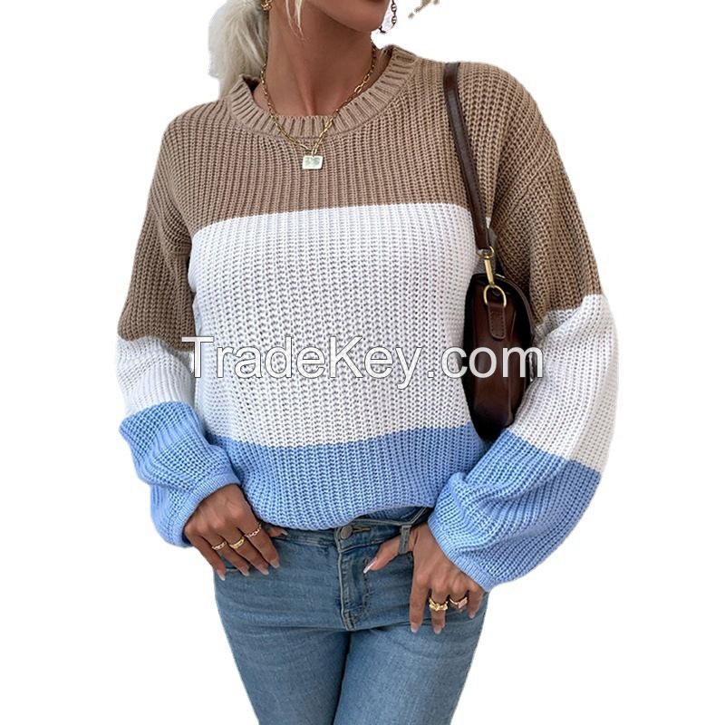 Custom Women sweater crew neck women round neck sweaters girl knitted cotton pullover women&apos;s s