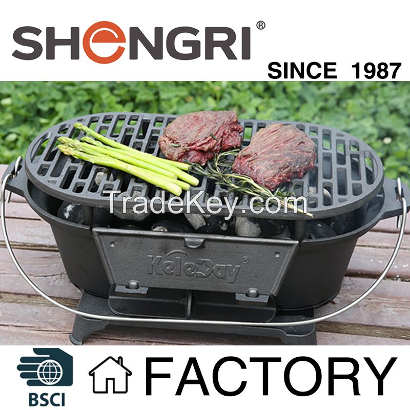 Cast Iron Portable BBQ Grill/ Charcoal BBQ Grill