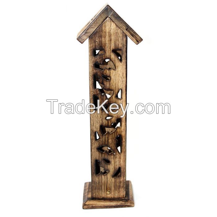 Sell Ananta Handmade Wooden Tower Box Incense Sticks & Brass Cone Burner