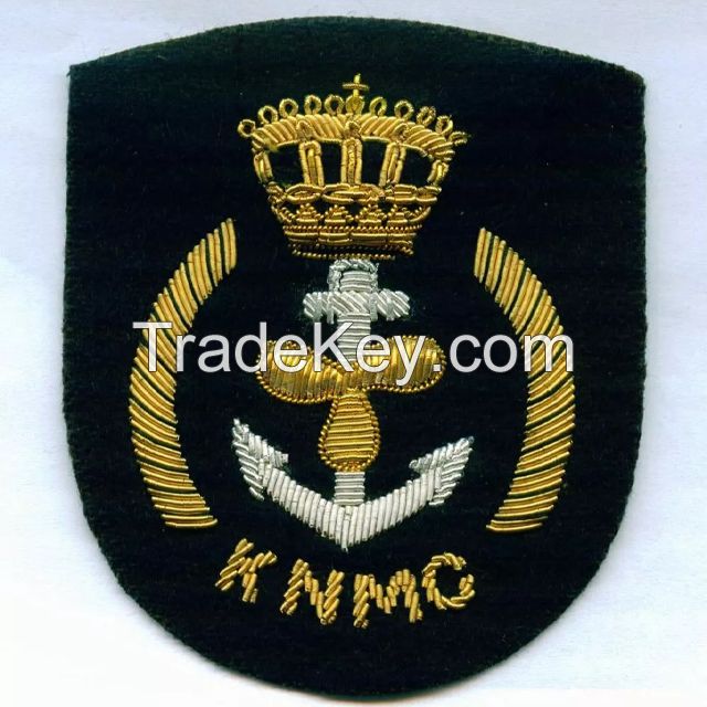 HAND MADE GOLD WIRE BLAZER BADGES, PATCHES, EMBLEM, CREST Embroidery