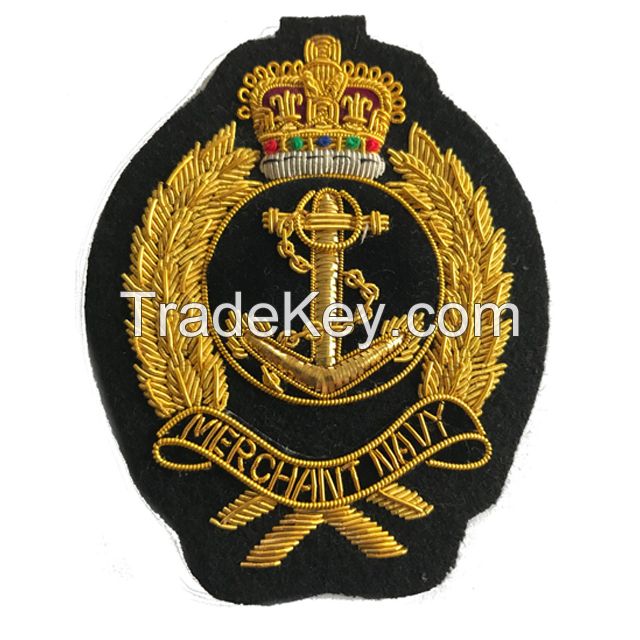 HAND MADE GOLD WIRE BLAZER BADGES, PATCHES, EMBLEM, CREST Embroidery