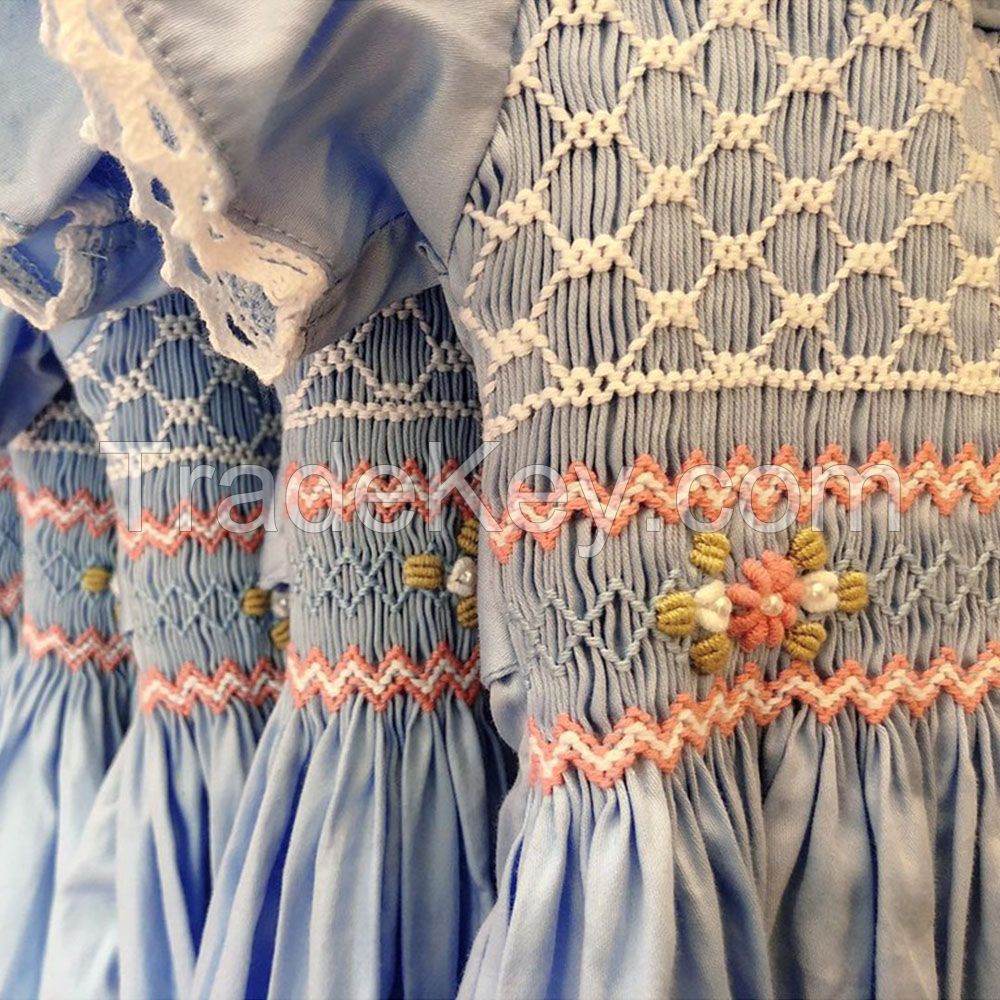 Blue hand smocked dress Bunniti BN225