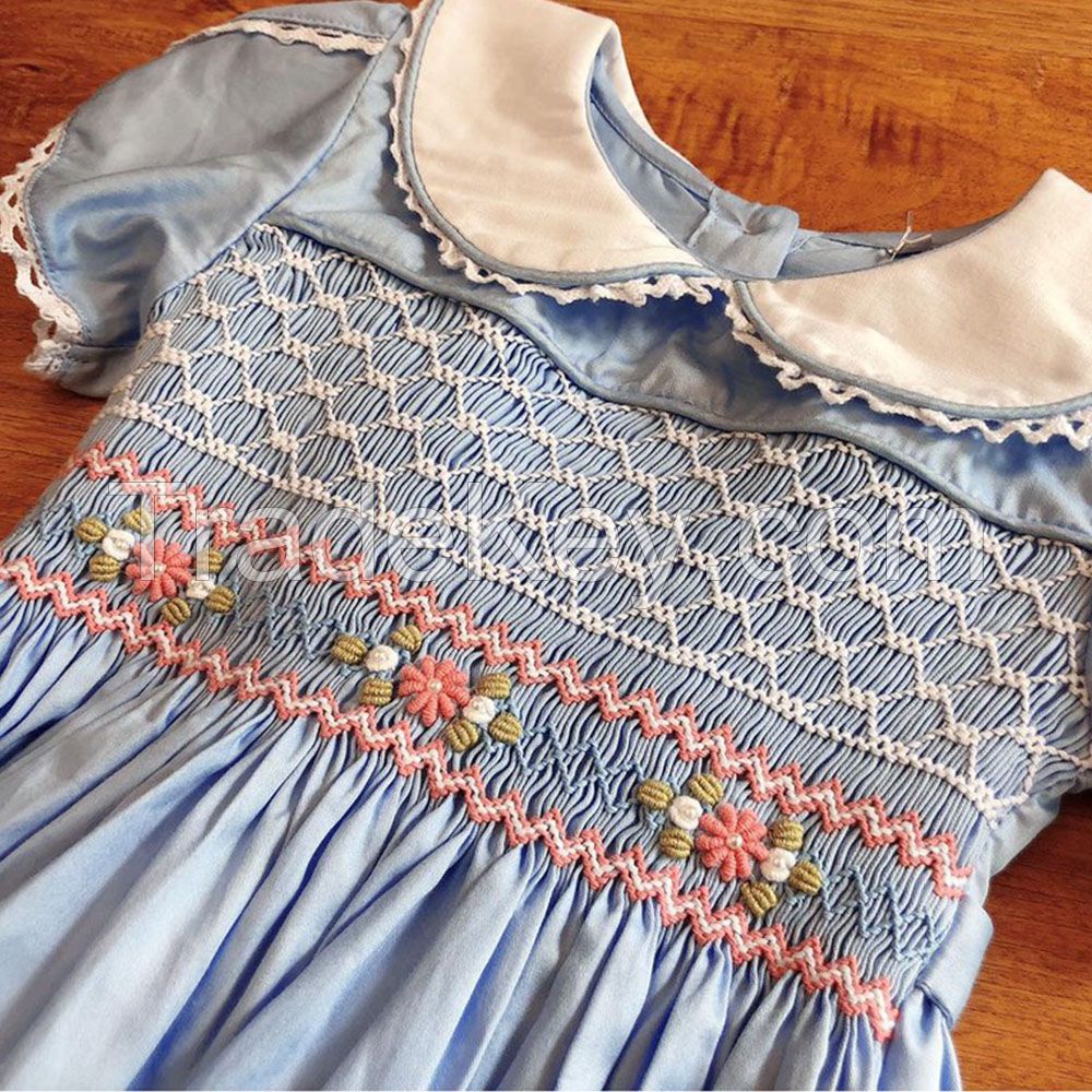 Blue hand smocked dress Bunniti BN225