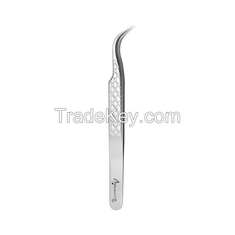 Silver Eyelash Extension Tweezers Set 3-Pcs Stainless Steel Lash Tweezers