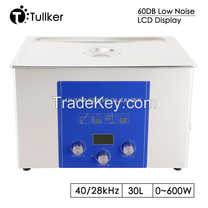 Tullker 30L 10L 2L Ultrasonic Cleaning Machine Lab Low Noise LCD Oil Rust Carbon Mould Dirty Parts