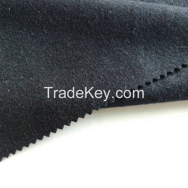 Tweed blend alpaca woolen Black 60%wool 40%oth Melton wool fabric 590-600G/M