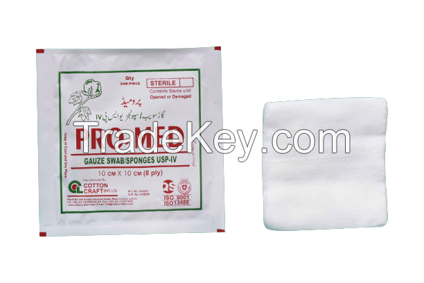 Gauze Swab Sponges (Sterile) 10cm x 10cm (8 ply)