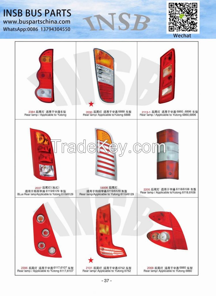 yutong/higer/irizar/marcopolo bus parts headlamp bus rearlamp rearview mirror bus accessories