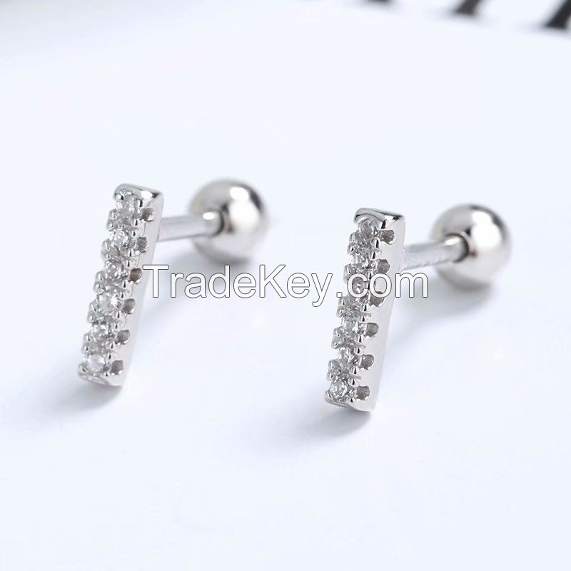 cz bar earrings