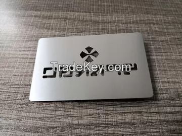 304 Stainless Steel Metal Business Cards With Cut Thru Logo Text