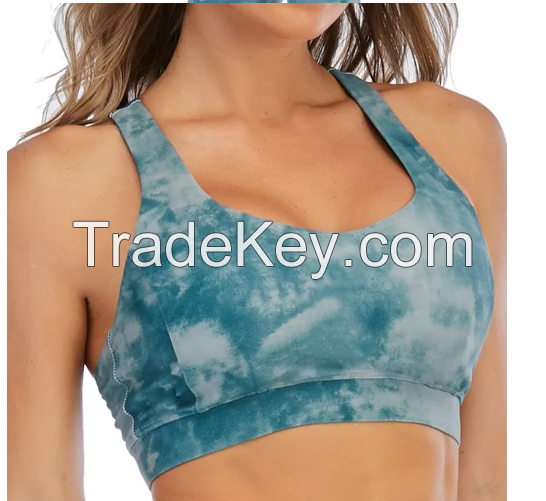 New Design 3D Digital Printed Wireless Yoga Bras Full Cover Padded Racerback Sport Bra Top