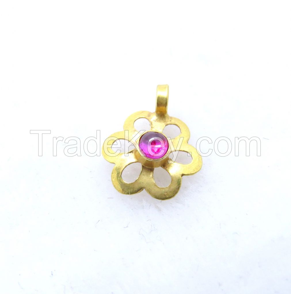 Gorgeous Flower shape 18k solid gold charm