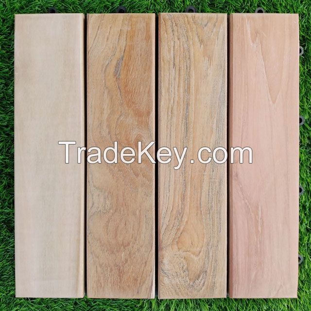 Interlocking Decking Board Premium Teak Hardwood Deck Tiles Garden Outdoor