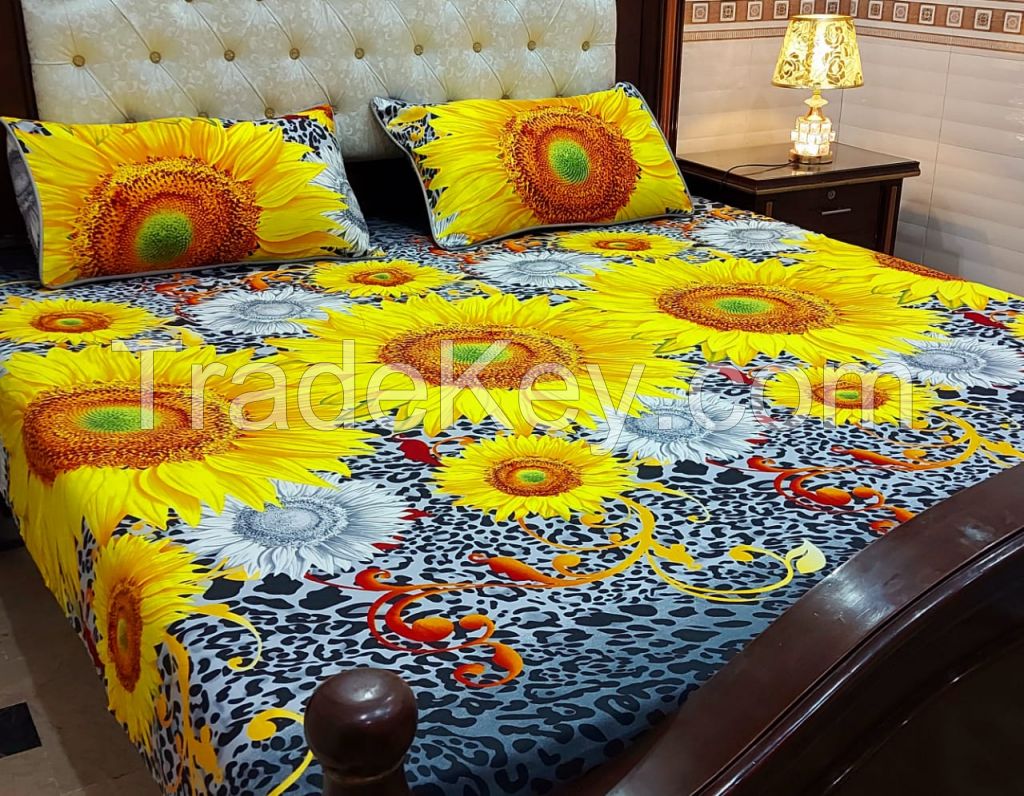 3D Microfiber Crystal Leather Cotton Bed Sheets