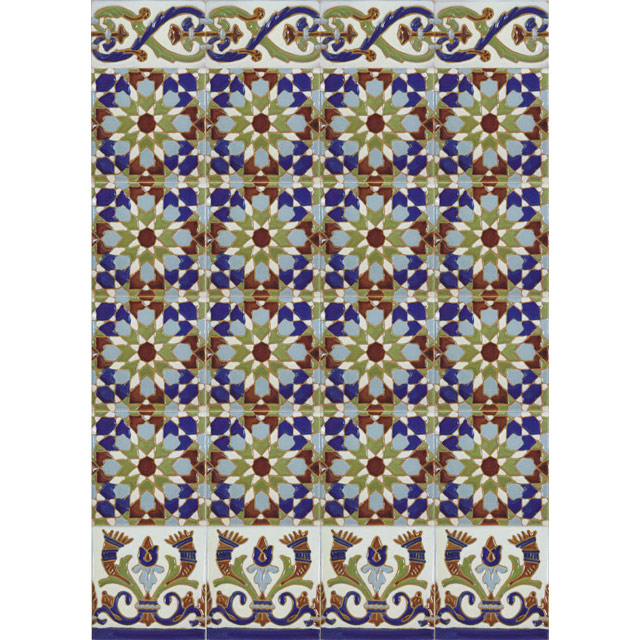 XVI Total Handmade Moorish Arab Cuenca Tiles #5