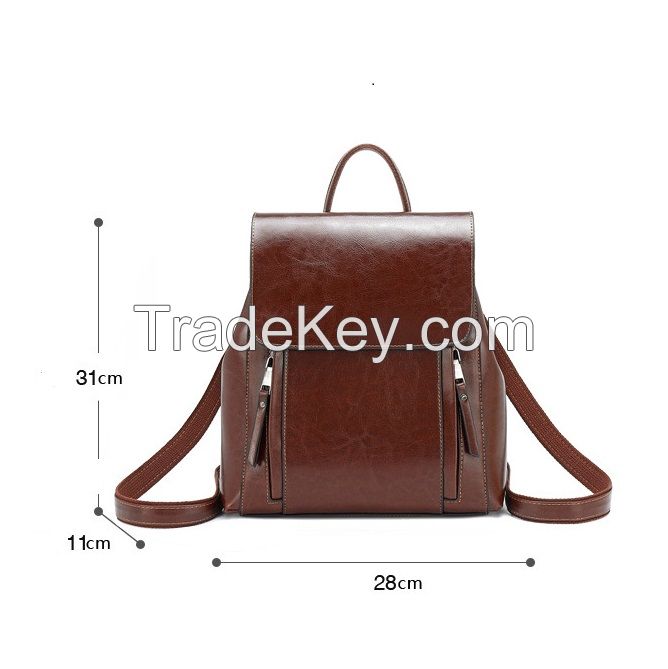 Custom High Quality Oil Wax Genuine Leather / PU Backpack