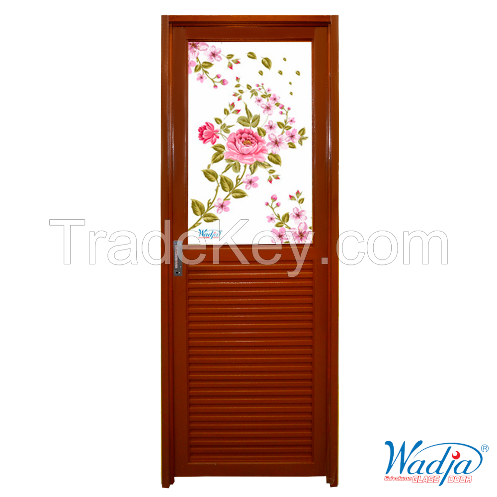 Wadja Glass Door Half - Bathroom Steel Door with Half Sized Mirror Inside