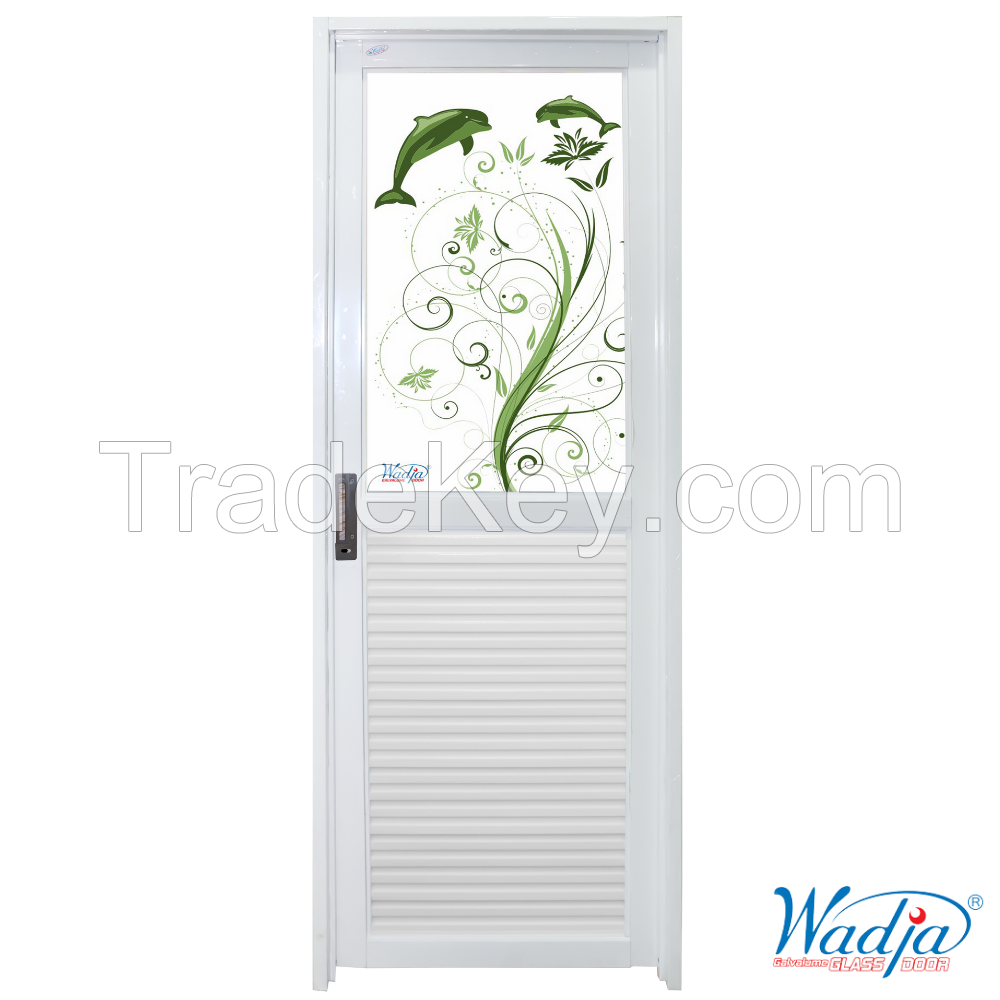 Wadja Glass Door Half - Bathroom Steel Door with Half Sized Mirror Inside