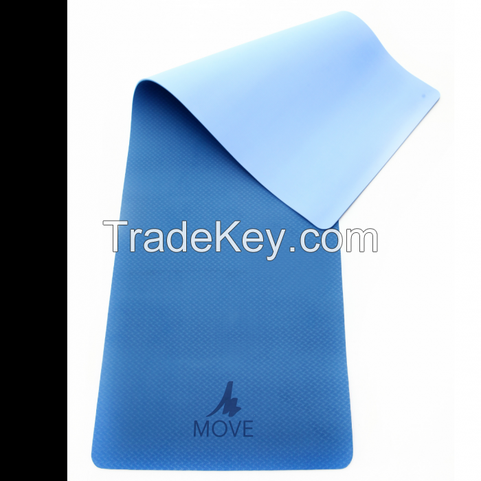 Selling MOVE Eco-Friendly TPE double tone Alignment yoga mat 6 mm-Indigo Blue