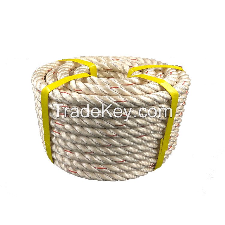 3 strands twisted rope white color polypropylene rope for material handling tools