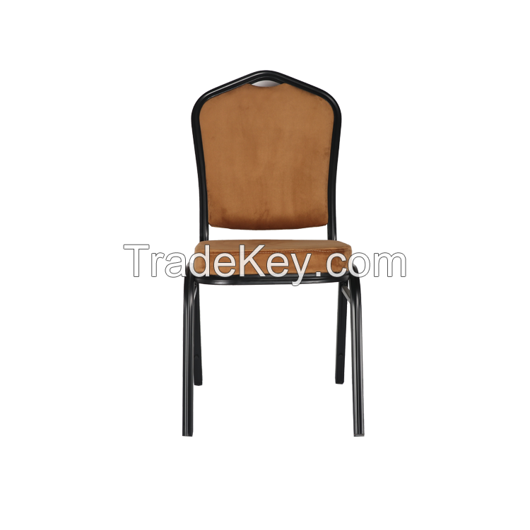 Wholesale Hotel Hall Conference Event Fabric Upholstered Metal Banquet Chairs Padded Stackable Wedding