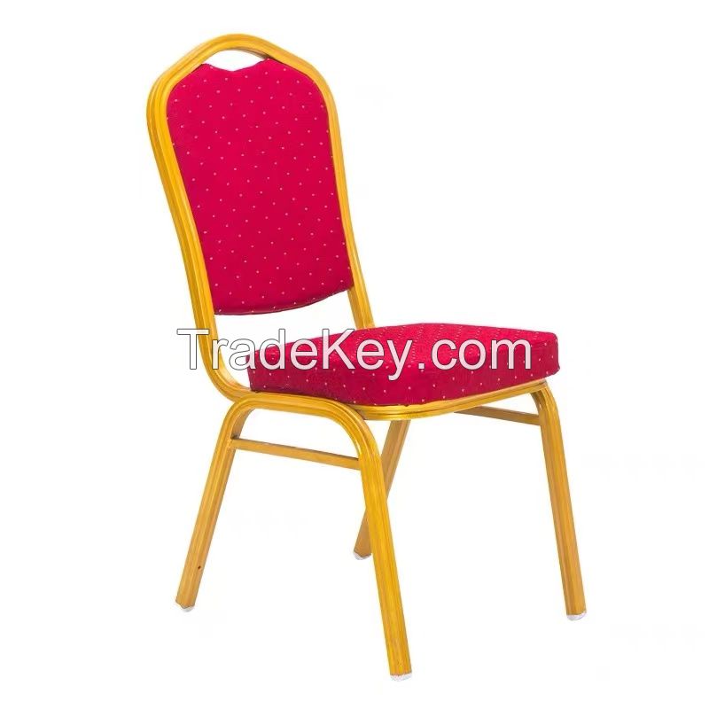 Wholesale Hotel Hall Conference Event Fabric Upholstered Metal Banquet Chairs Padded Stackable Wedding