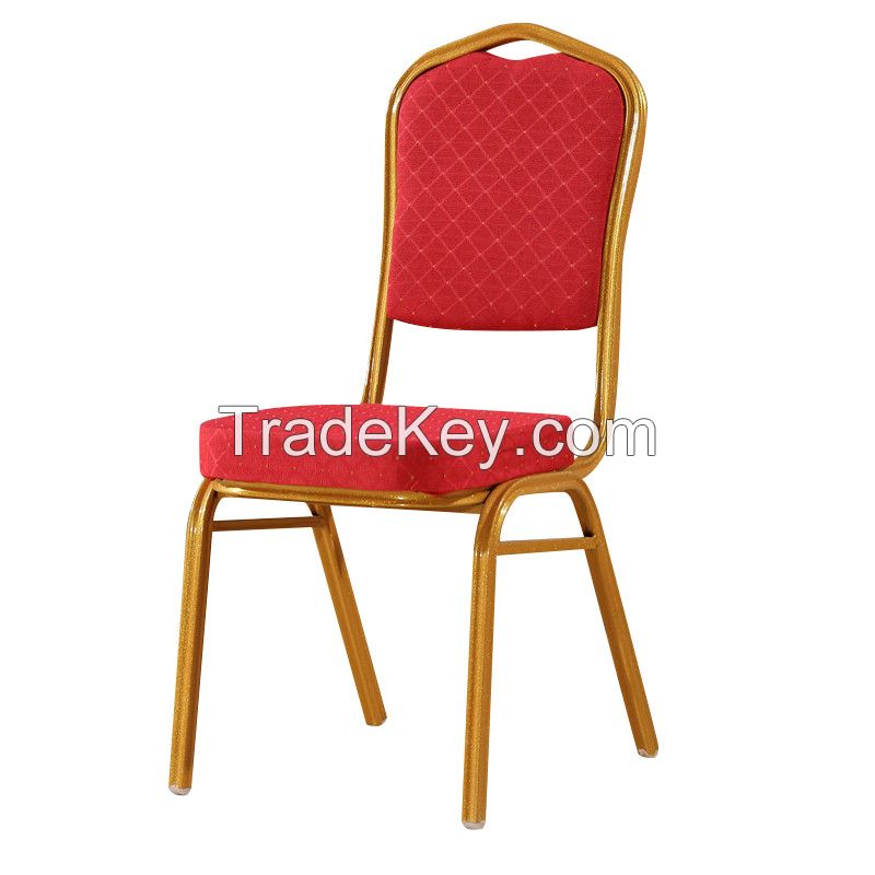 Wholesale Hotel Hall Conference Event Fabric Upholstered Metal Banquet Chairs Padded Stackable Wedding