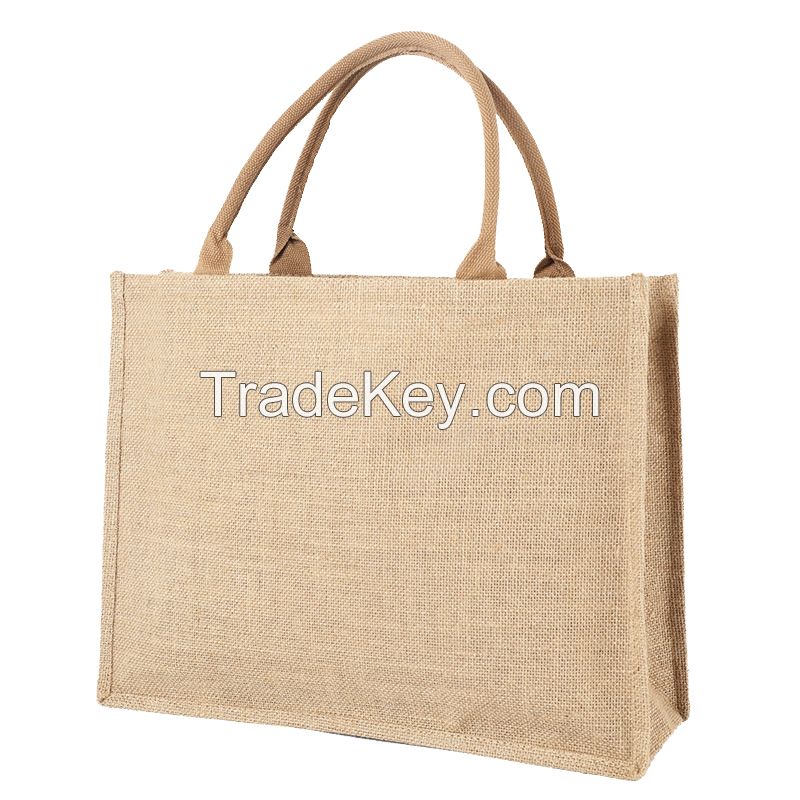 Wholesale Plain Shopper Bag Custom Printed Large Natural Eco Friendly Jute Shopping bag for gifts