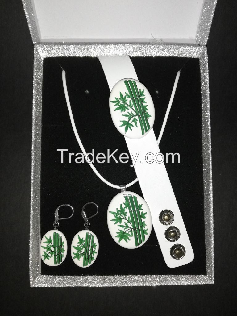 Ceramic three pieces fashion jewelry sets