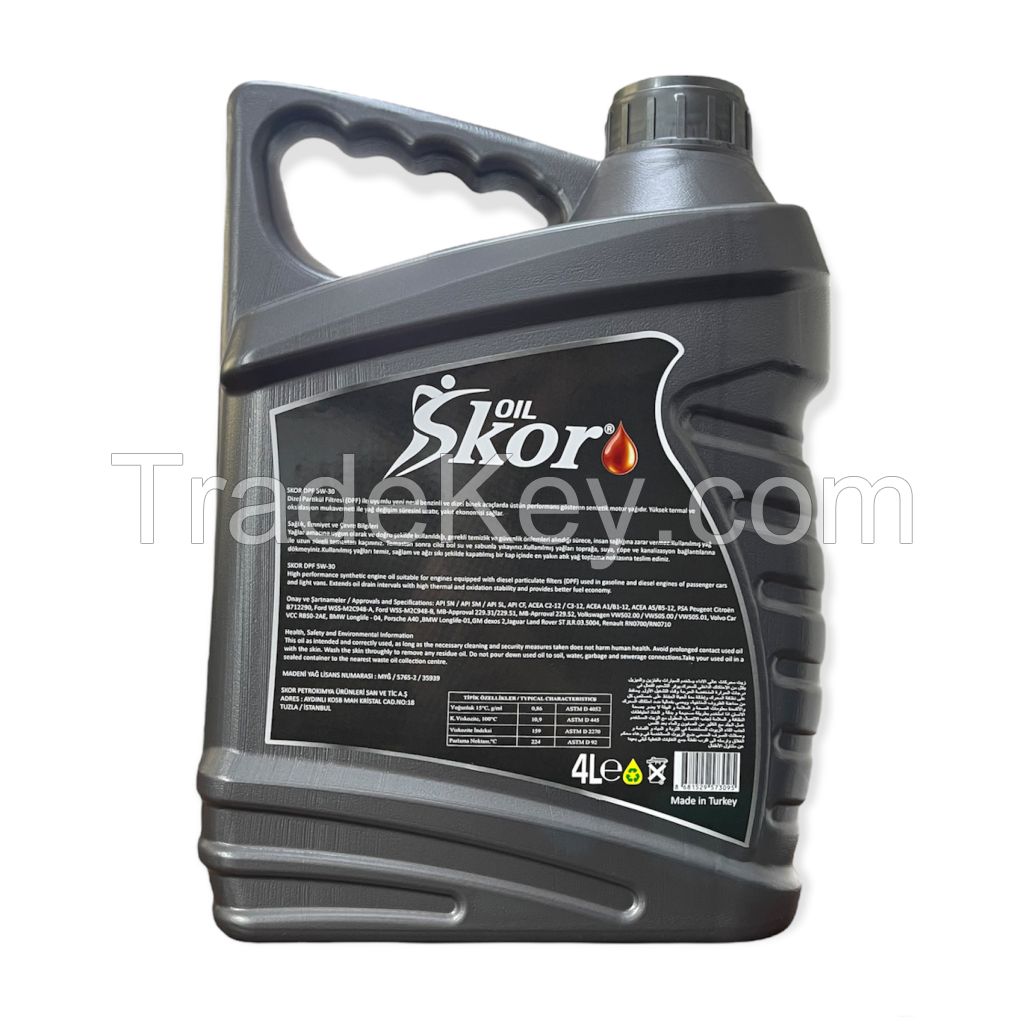 SkorOil DPF 5w30 SN/CF Ultra Power High Performance Motor Oil Premium Series 4 Liter Engine Oil Lubricants