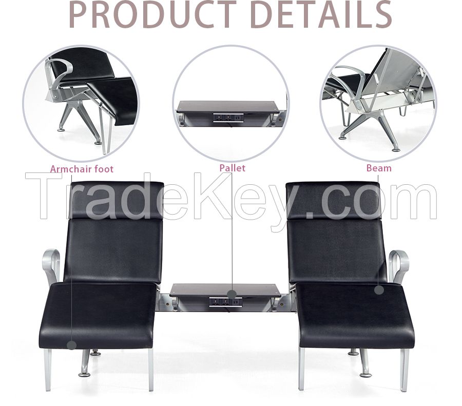 Luxury 2 Seater Airport Vip Lounge Chair Hospital Reception Waiting Chair With Middle Table