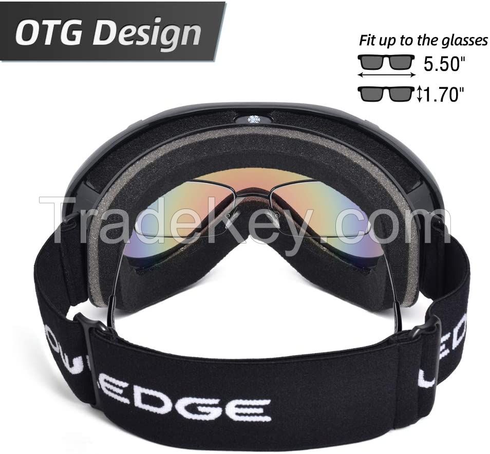 Snowledge Ski Snow Goggles for Men Women Adult, OTG Snowboard Goggles of Dual Lens with Anti Fog for UV Protection for Girls