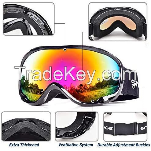 Snowledge Ski Snow Goggles for Men Women Adult, OTG Snowboard Goggles of Dual Lens with Anti Fog for UV Protection for Girls