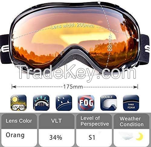 Snowledge Ski Goggles-Snow Snowboard Goggles OTG for Men Women Adult, Anti Fog 100% UV Protection