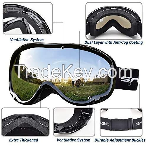 Snowledge Ski Goggles-Snow Snowboard Goggles OTG for Men Women Adult, Anti Fog 100% UV Protection