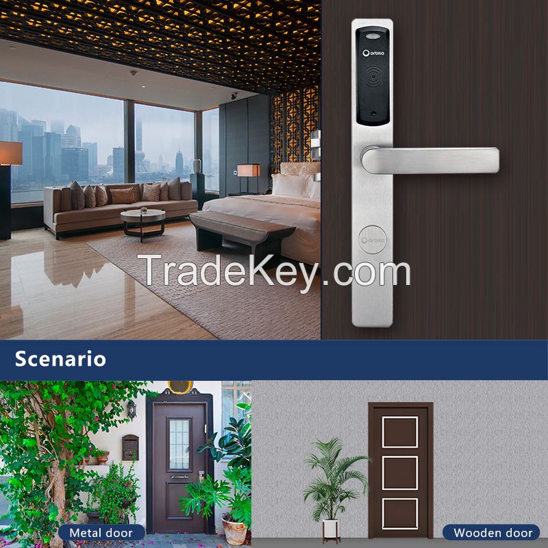 Orbita Hot Sales Factory Price 75mm Digital Rfid Touchless Smart Sensor Card Unlock Door Lock Hotel With Handle