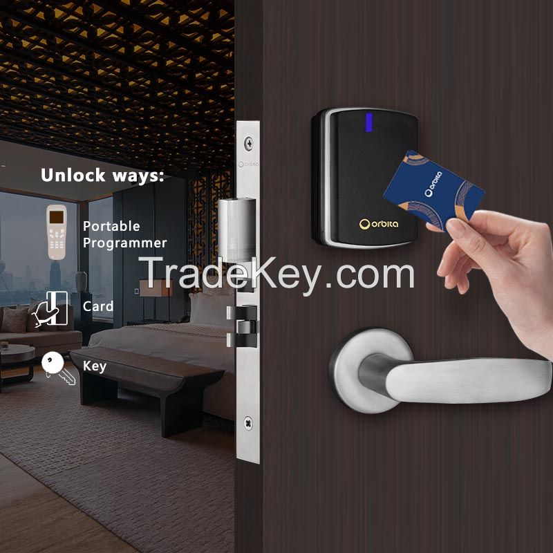 Orbita CE, FCC certified high security electronic hotel smart door lock with free system