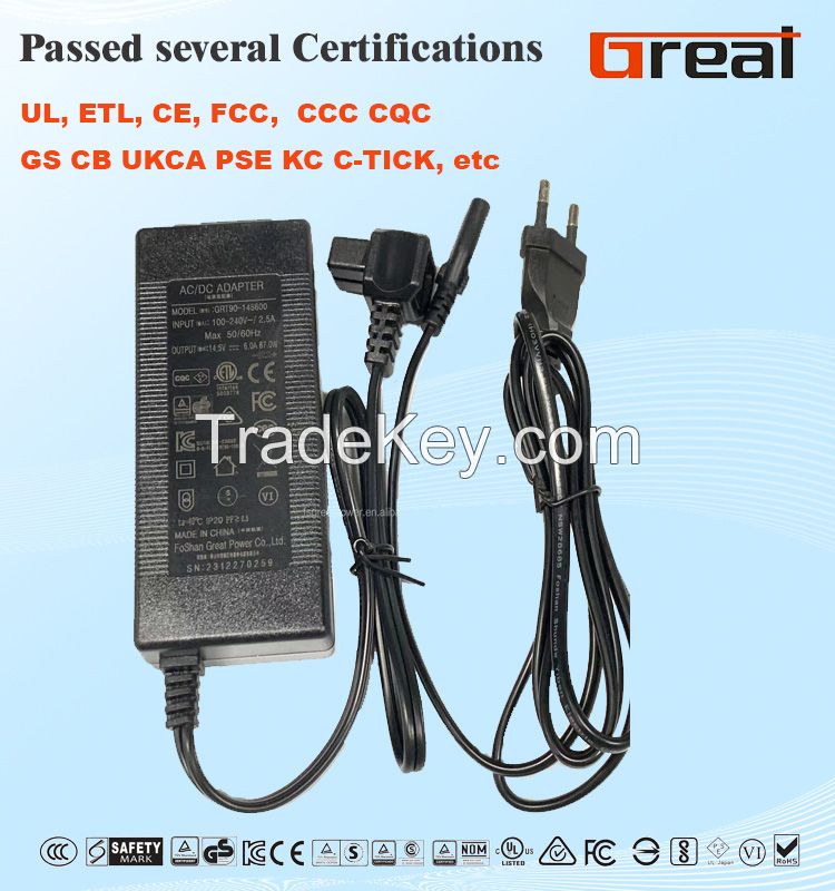 14.5V 6A switching power supply 87W desk-top AC DC adapter Car refrigerator charger ROHS C8 car cooler power adapter