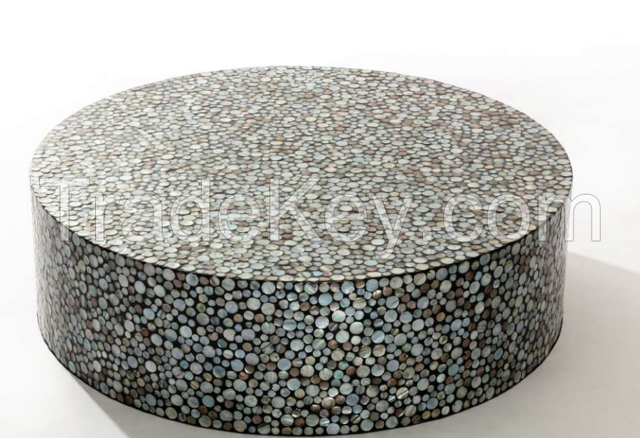 Mother of Pearl Inlay Coffee Table Honeycomb Pattern